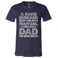 Rare Disease Warrior Dad Rare Disease Awareness Father V-Neck T-Shirt