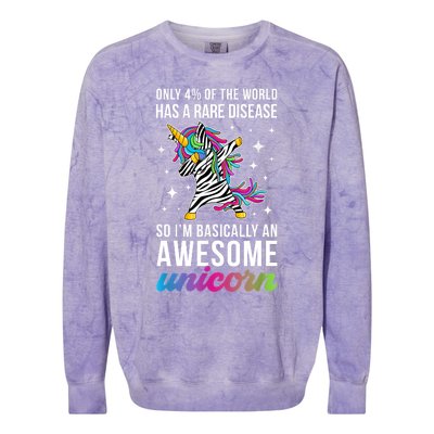 Rare Disease Warrior Unicorn Rare Disease Awareness Colorblast Crewneck Sweatshirt