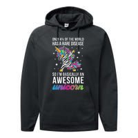 Rare Disease Warrior Unicorn Rare Disease Awareness Performance Fleece Hoodie