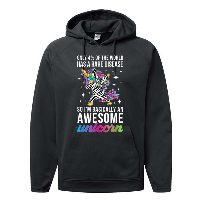 Rare Disease Warrior Unicorn Rare Disease Awareness Performance Fleece Hoodie