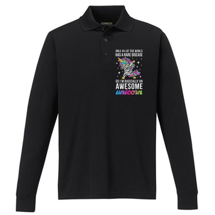 Rare Disease Warrior Unicorn Rare Disease Awareness Performance Long Sleeve Polo