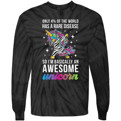 Rare Disease Warrior Unicorn Rare Disease Awareness Tie-Dye Long Sleeve Shirt