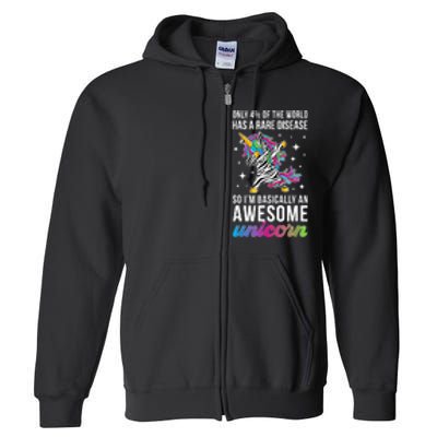 Rare Disease Warrior Unicorn Rare Disease Awareness Full Zip Hoodie