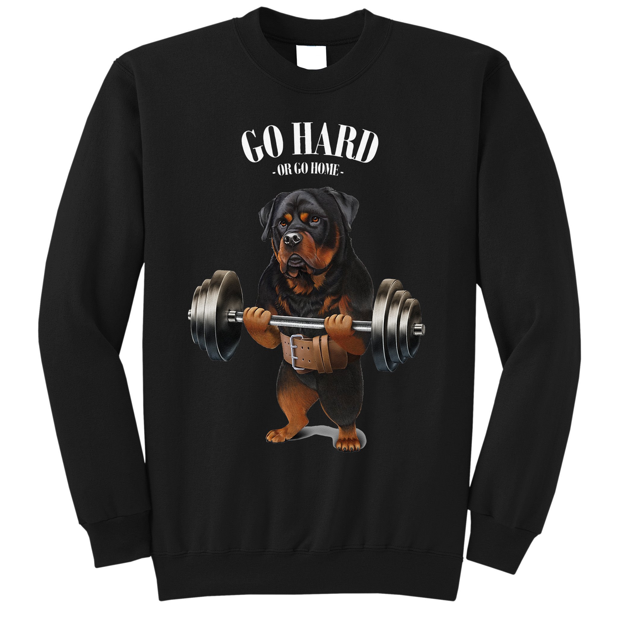 Rottweiler Dog Weightlifting in Fitness Gym Sweatshirt