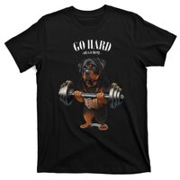 Rottweiler Dog Weightlifting in Fitness Gym T-Shirt