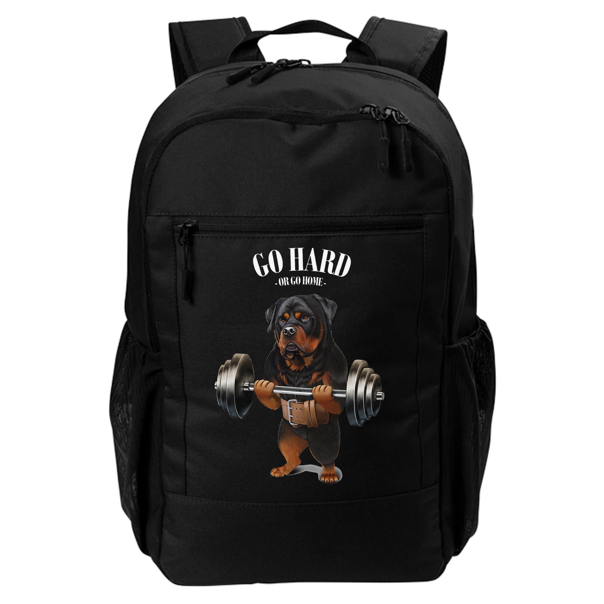 Rottweiler Dog Weightlifting in Fitness Gym Backpack