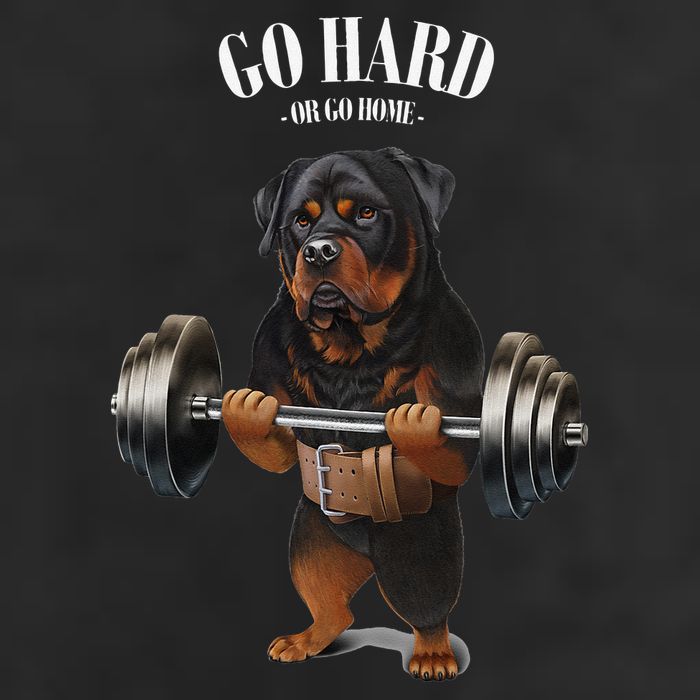 Rottweiler Dog Weightlifting in Fitness Gym Beanie