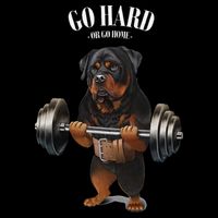 Rottweiler Dog Weightlifting in Fitness Gym Premium T-Shirt