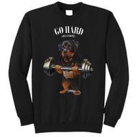 Rottweiler Dog Weightlifting in Fitness Gym Tall Sweatshirt