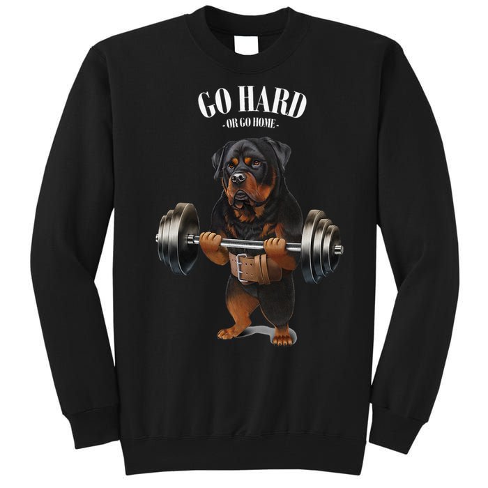 Rottweiler Dog Weightlifting in Fitness Gym Tall Sweatshirt