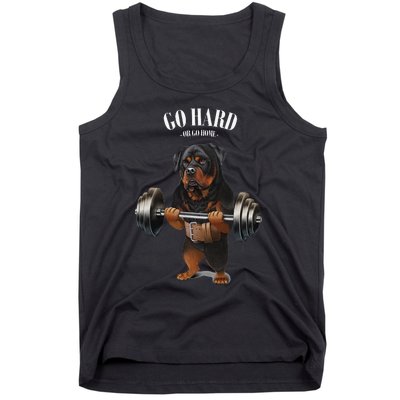 Rottweiler Dog Weightlifting in Fitness Gym Tank Top