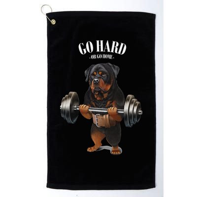 Rottweiler Dog Weightlifting in Fitness Gym Golf Towel