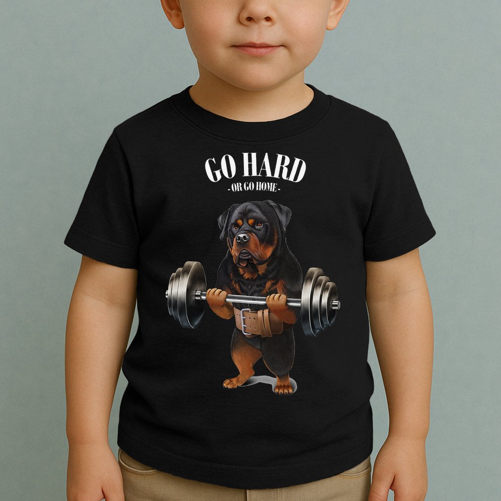 Rottweiler Dog Weightlifting in Fitness Gym Toddler T-Shirt