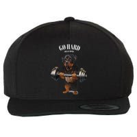 Rottweiler Dog Weightlifting in Fitness Gym Wool Snapback Cap