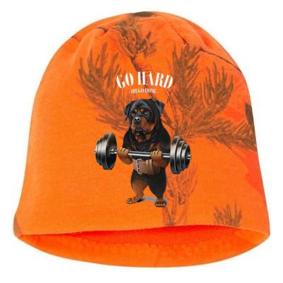 Rottweiler Dog Weightlifting in Fitness Gym Kati - Camo Knit Beanie