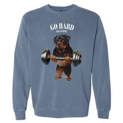 Rottweiler Dog Weightlifting in Fitness Gym Garment-Dyed Sweatshirt