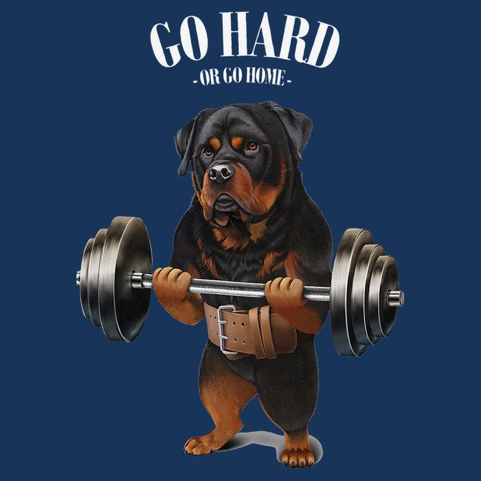Rottweiler Dog Weightlifting in Fitness Gym Infant Baby Jersey Bodysuit