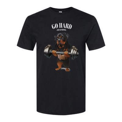 Rottweiler Dog Weightlifting in Fitness Gym Softstyle CVC T-Shirt