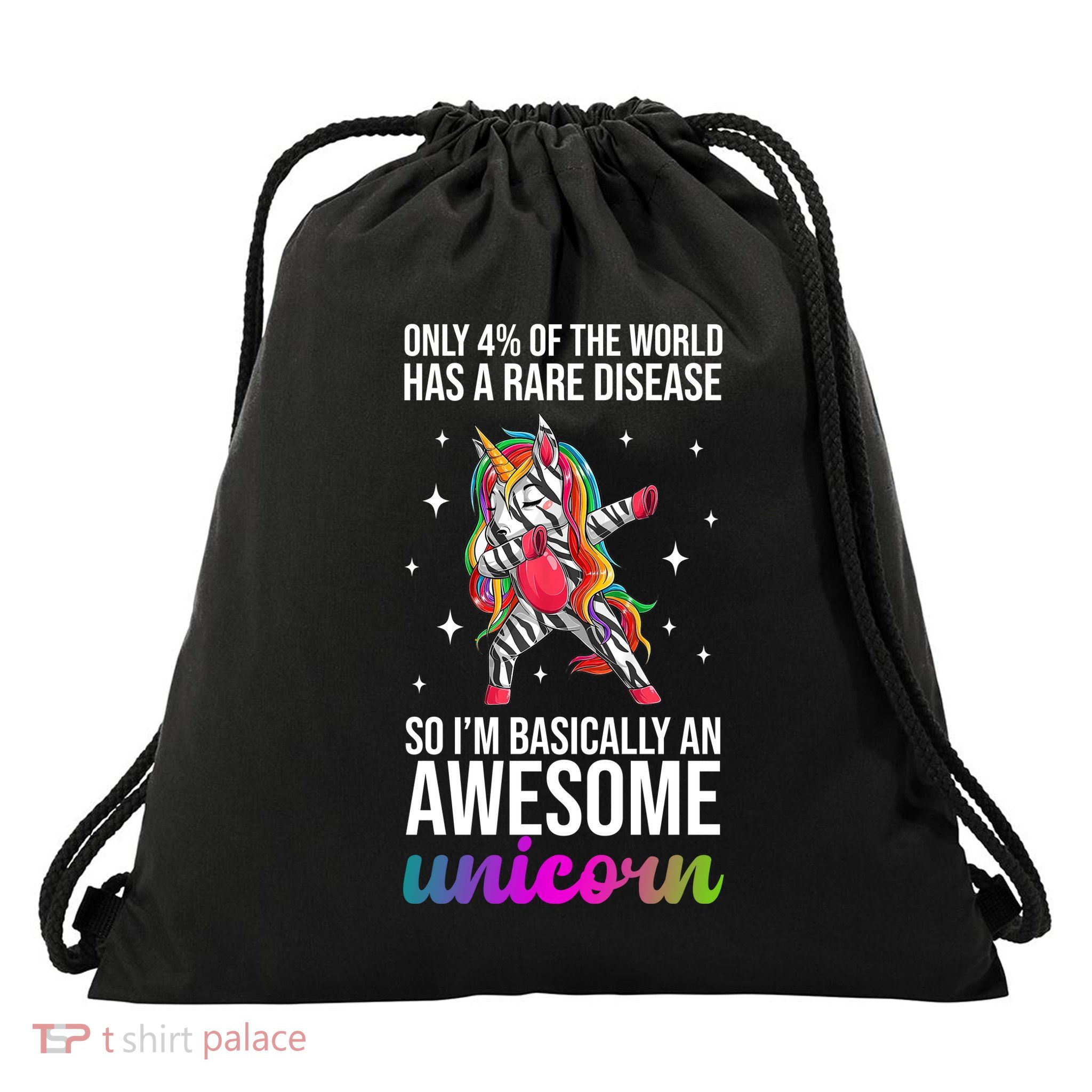 Rare Disease Warrior Unicorn Awareness Drawstring Bag