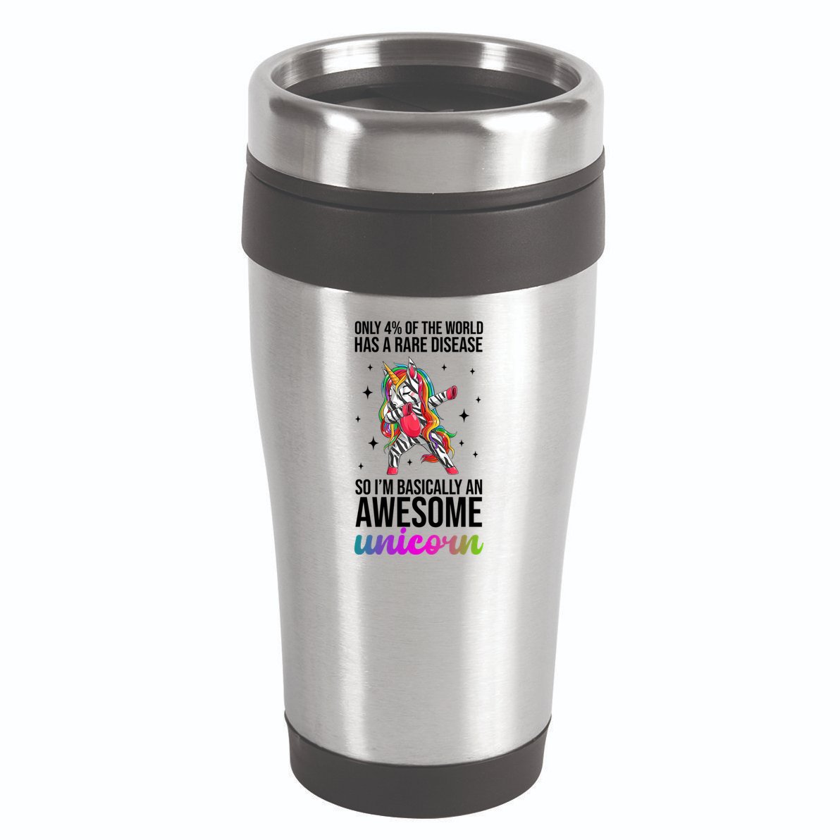 Rare Disease Warrior Unicorn Awareness 16oz Travel Tumbler