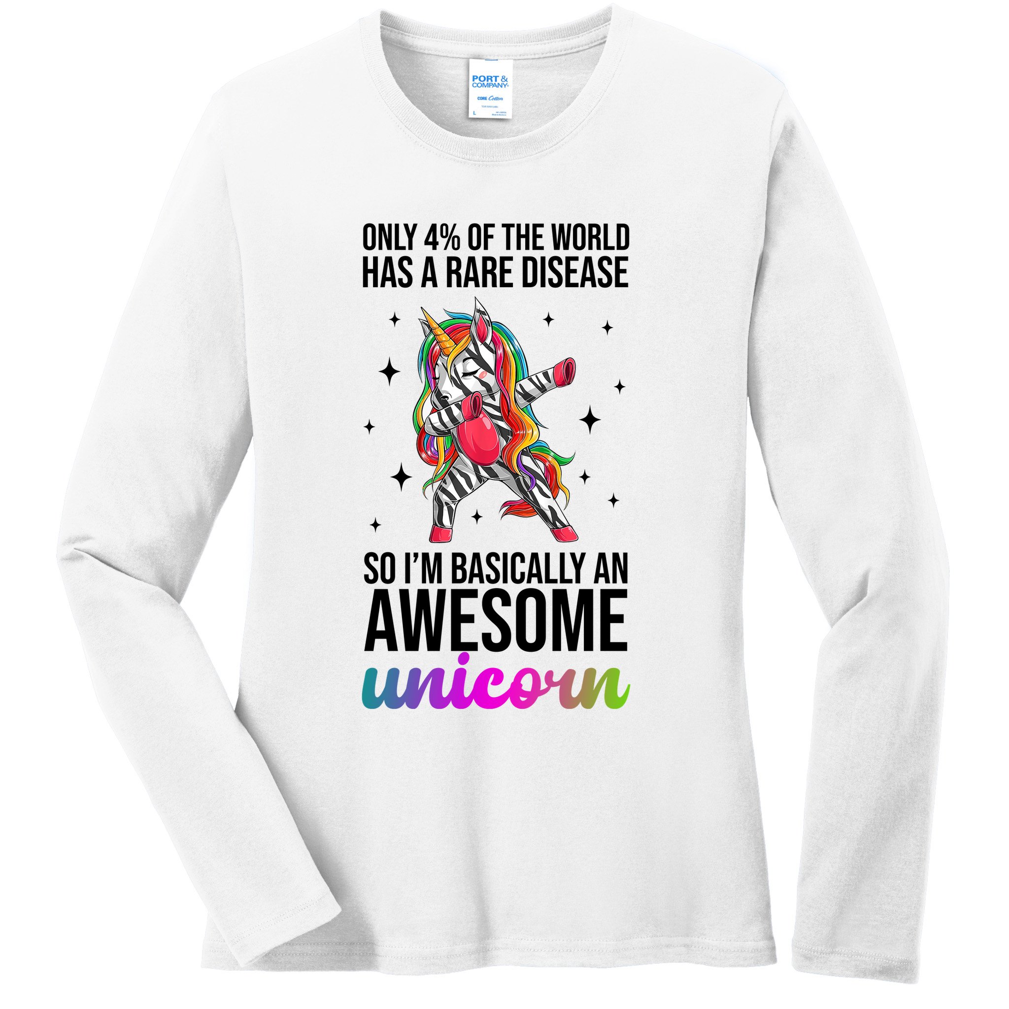 Rare Disease Warrior Unicorn Awareness Ladies Long Sleeve Shirt