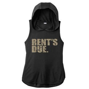 Rent's Due Work Hard Bodybuilder Weightlifting Distressed Ladies PosiCharge Tri-Blend Wicking Draft Hoodie Tank