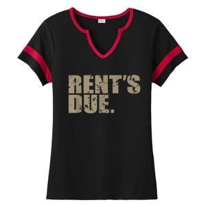 Rent's Due Work Hard Bodybuilder Weightlifting Distressed Ladies Halftime Notch Neck Tee