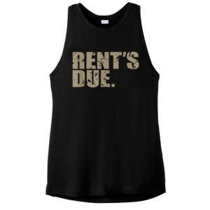 Rent's Due Work Hard Bodybuilder Weightlifting Distressed Ladies PosiCharge Tri-Blend Wicking Tank