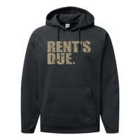 Rent's Due Work Hard Bodybuilder Weightlifting Distressed Performance Fleece Hoodie