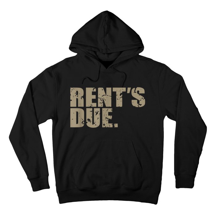 Rent's Due Work Hard Bodybuilder Weightlifting Distressed Hoodie