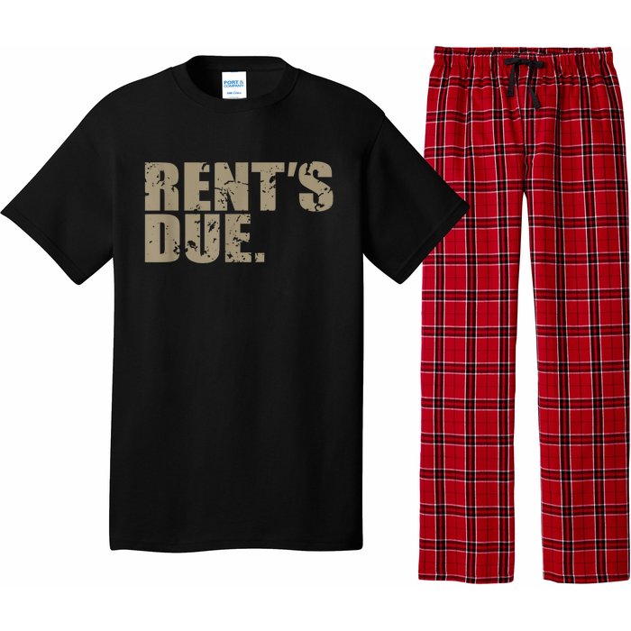 Rent's Due Work Hard Bodybuilder Weightlifting Distressed Pajama Set