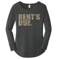 Rent's Due Work Hard Bodybuilder Weightlifting Distressed Women's Perfect Tri Tunic Long Sleeve Shirt