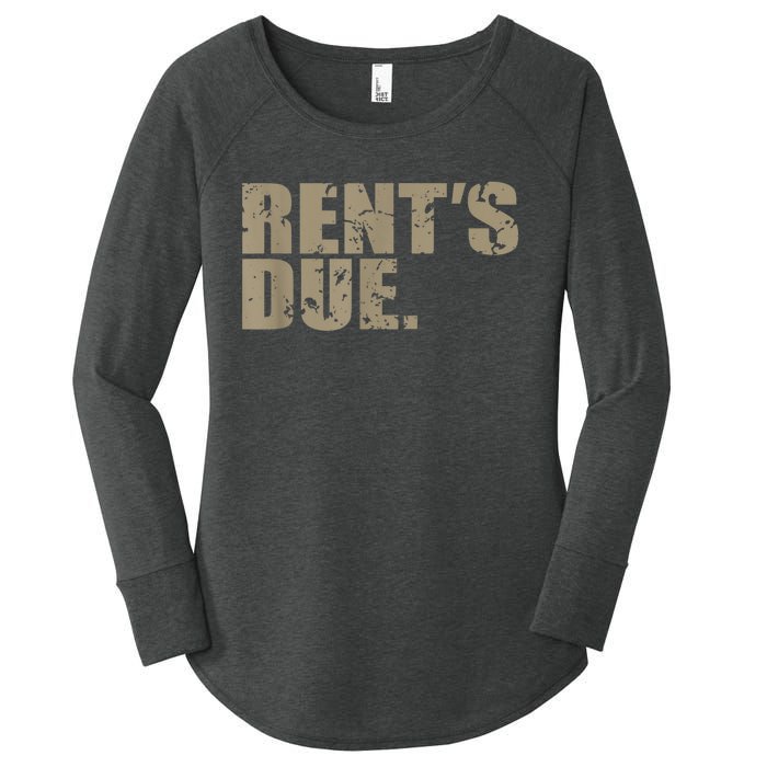 Rent's Due Work Hard Bodybuilder Weightlifting Distressed Women's Perfect Tri Tunic Long Sleeve Shirt