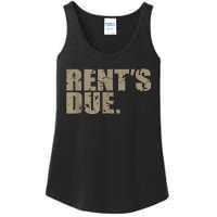 Rent's Due Work Hard Bodybuilder Weightlifting Distressed Ladies Essential Tank