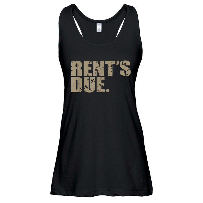 Rent's Due Work Hard Bodybuilder Weightlifting Distressed Ladies Essential Flowy Tank