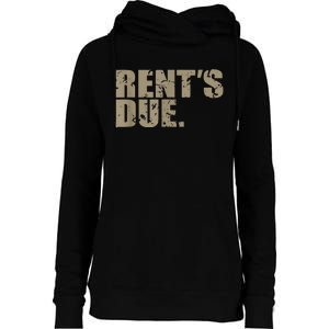 Rent's Due Work Hard Bodybuilder Weightlifting Distressed Womens Funnel Neck Pullover Hood