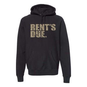 Rent's Due Work Hard Bodybuilder Weightlifting Distressed Premium Hoodie