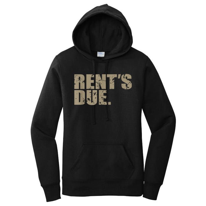 Rent's Due Work Hard Bodybuilder Weightlifting Distressed Women's Pullover Hoodie