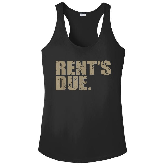 Rent's Due Work Hard Bodybuilder Weightlifting Distressed Ladies PosiCharge Competitor Racerback Tank