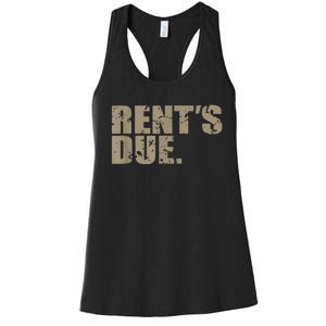 Rent's Due Work Hard Bodybuilder Weightlifting Distressed Women's Racerback Tank