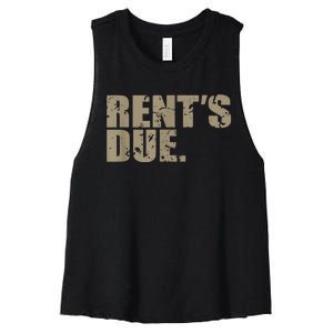 Rent's Due Work Hard Bodybuilder Weightlifting Distressed Women's Racerback Cropped Tank