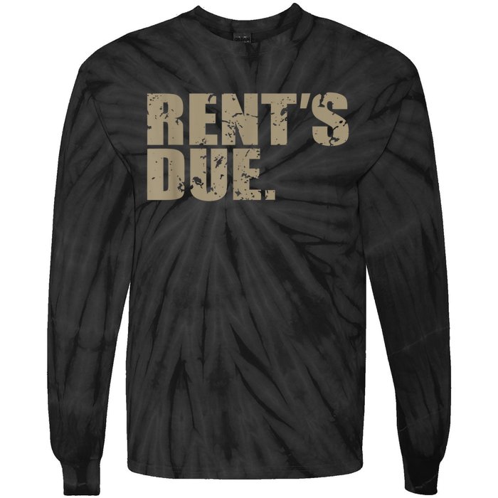 Rent's Due Work Hard Bodybuilder Weightlifting Distressed Tie-Dye Long Sleeve Shirt