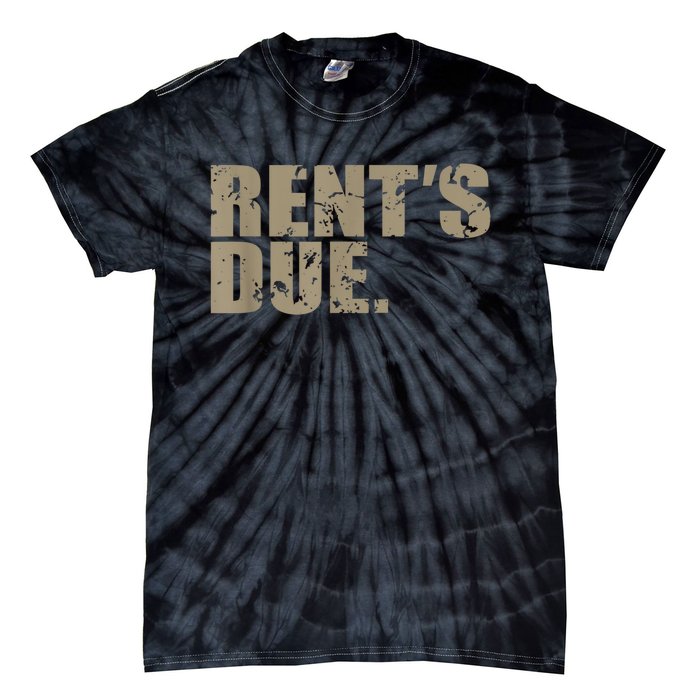 Rent's Due Work Hard Bodybuilder Weightlifting Distressed Tie-Dye T-Shirt