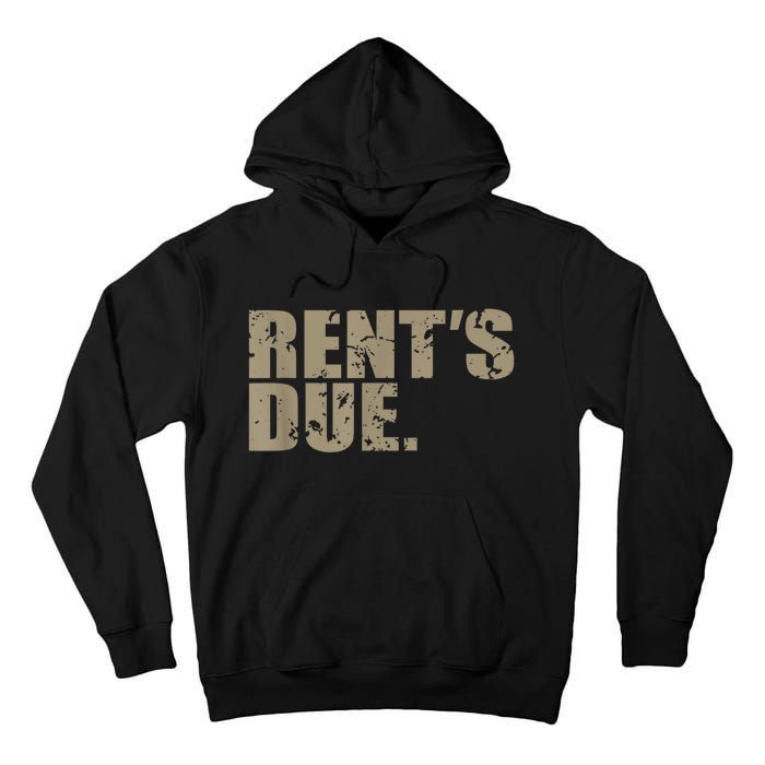 Rent's Due Work Hard Bodybuilder Weightlifting Distressed Tall Hoodie