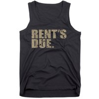 Rent's Due Work Hard Bodybuilder Weightlifting Distressed Tank Top