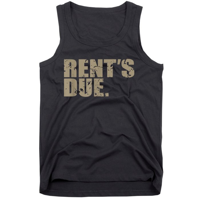 Rent's Due Work Hard Bodybuilder Weightlifting Distressed Tank Top