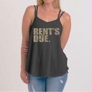 Rent's Due Work Hard Bodybuilder Weightlifting Distressed Women's Strappy Tank