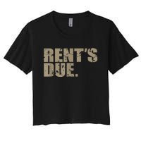 Rent's Due Work Hard Bodybuilder Weightlifting Distressed Women's Crop Top Tee