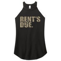 Rent's Due Work Hard Bodybuilder Weightlifting Distressed Women's Perfect Tri Rocker Tank