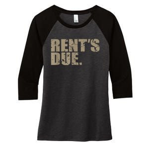 Rent's Due Work Hard Bodybuilder Weightlifting Distressed Women's Tri-Blend 3/4-Sleeve Raglan Shirt